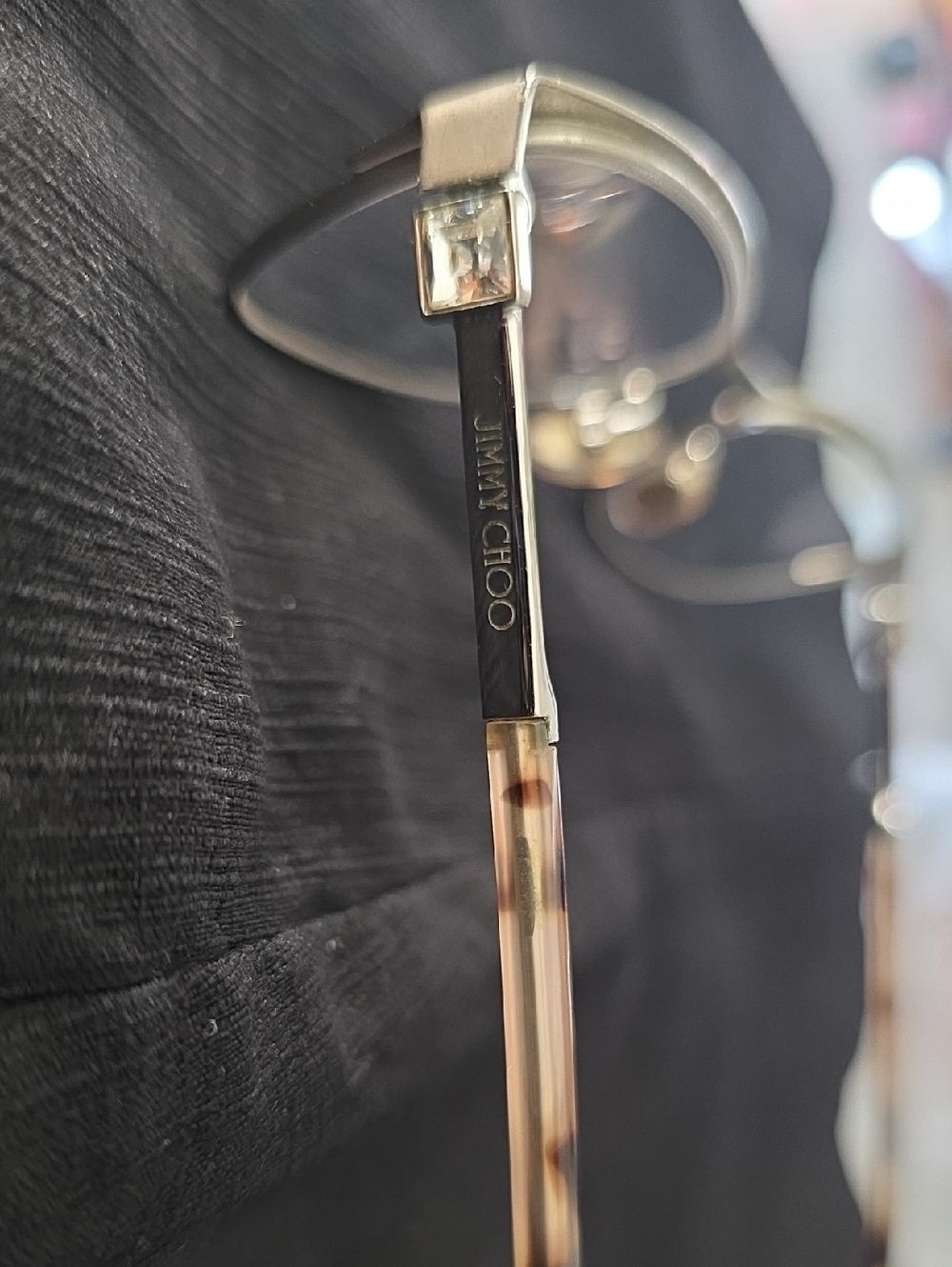 Jimmy Choo Gold and Tortoiseshell Rimless Designer Glasses